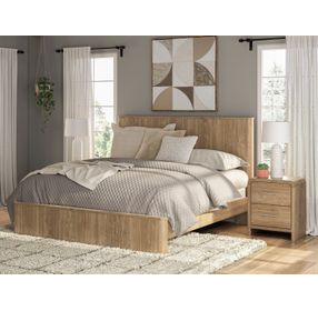 Dayella Warm Natural Brown King Panel Bed