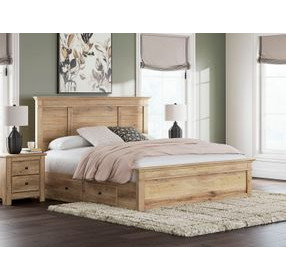 Fenderport Tan King Panel Bed with 2 Side Drawer Storage