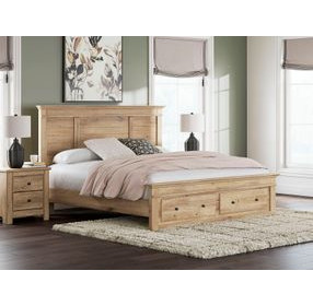 Fenderport Tan King Panel Bed with Storage Footboard