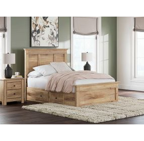 Fenderport Tan Full Panel Bed with 2 Side Drawer Storage