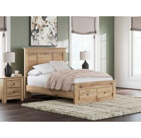 Fenderport Tan Full Panel Bed with Storage Footboard