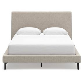 Cielden Soft Gray Queen Upholstered Panel Bed