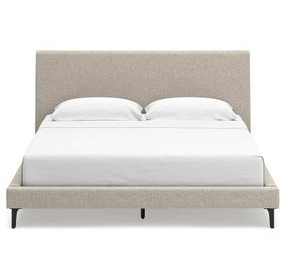 Cielden Soft Gray King Upholstered Panel Bed