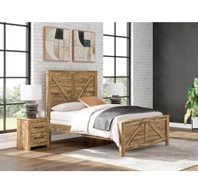 Hastiport Golden Rustic Queen Crossbuck Panel Headboard