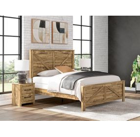 Hastiport Golden Rustic King Crossbuck Panel Headboard