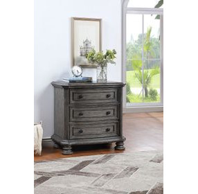 B01623 Gray 3 Drawer Nightstand with USB Charging and LED