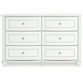Trindura Matte White 6 Drawer Dresser