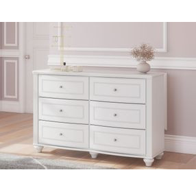 Trindura Matte White 6 Drawer Dresser