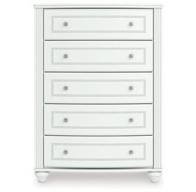 Trindura White 5 Drawer Chest