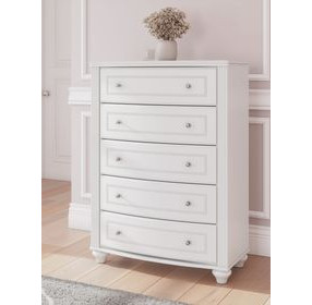 Trindura White 5 Drawer Chest