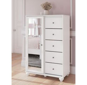 Trindura White 5 Drawer Door Chest