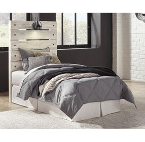 Cambeck Whitewash Twin Panel Headboard with LED and USB Charging