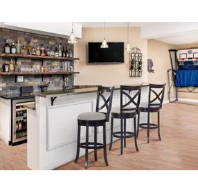 Booker Gray Upholstered Swivel Counter Height Dining Stool With Black Frame