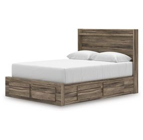 Jusika Brown Storage Panel Bedroom Set with LED and 6 Drawers