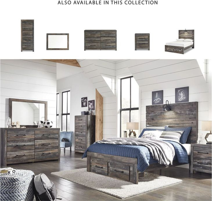 Drystan Full Panel Bed with Front Storage Footboard