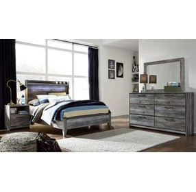 Baystorm Gray Full Panel Bed with LED