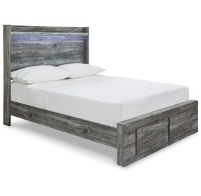 Baystorm Gray Full Storage Panel Bed with 2 Drawers and LED