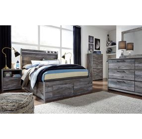 Baystorm Gray Full Storage Panel Bed with 4 Drawers and LED