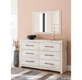 Lawroy Light Natural 6 Drawer Dresser and Rectangular Mirror