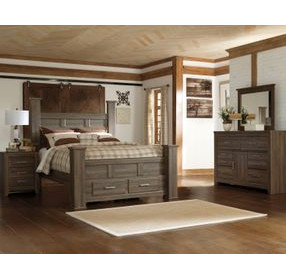 Juararo Dark Brown 6 Drawer Dresser and Rectangular Mirror