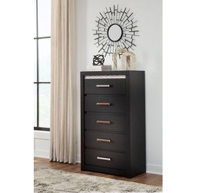Shoralli Black 5 Drawer Chest with LED