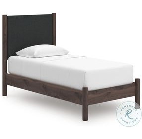 Cadmori Brown Twin Upholstered Panel Platform Bed