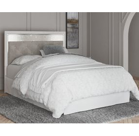 Altyra White and Gray Queen Upholstered Panel Headboard with LED