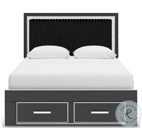 Ravalori Black Upholstered Panel Storage Bedroom Set