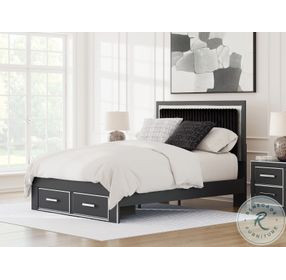 Ravalori Black Queen Upholstered Panel Storage Bed