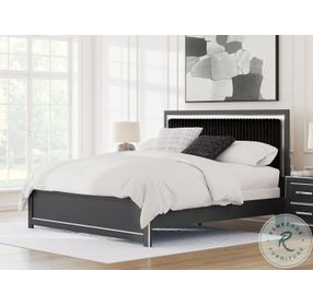Ravalori Black King Upholstered Panel Bed