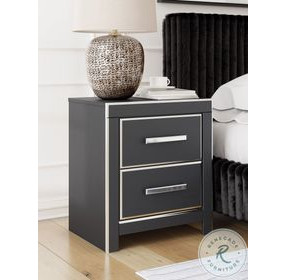 Ravalori Black 2 Drawer Nightstand with USB Charging