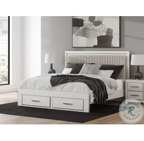 Ravalori White King Upholstered Panel Storage Bed