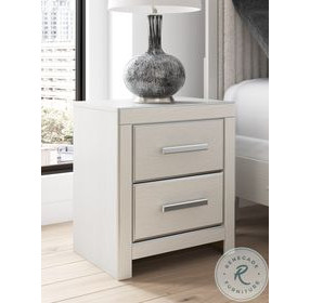 Ravalori White 2 Drawer Nightstand with USB Charging