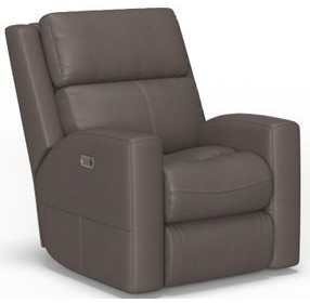 Score Dark Stone Leather Zero Gravity Power Lift Recliner with Power Lumbar and USB Charging