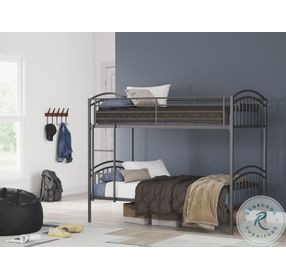 Graymound Gray Twin over Twin Bunk Bed with Ladder
