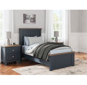 Landocken Dark Slate Blue and Light Brown Twin Panel Headboard
