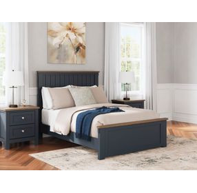 Landocken Dark Slate Blue and Light Brown Full Panel Headboard
