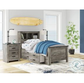 Frandern Gray Twin Bookcase Panel Bed with Storage