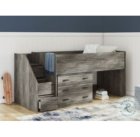 Frandern Gray Twin Loft Bed with Drawer Storage