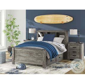 Frandern Gray Full Bookcase Panel Bed with Storage