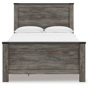 Frandern Black and Gray Full Storage Panel Bed with Nailhead Trim