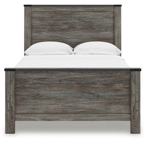 Frandern Black and Gray Full Panel Bed with Nailhead Trim