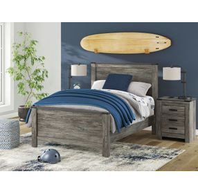 Frandern Black and Gray Full Panel Bed with Nailhead Trim