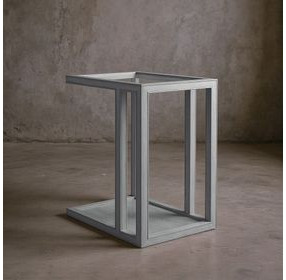 Glaze Vintage Blue Rectangular Glass Top End Table