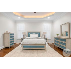 Blue Isles Ocean Blue and Aged Ivory Bedroom Set