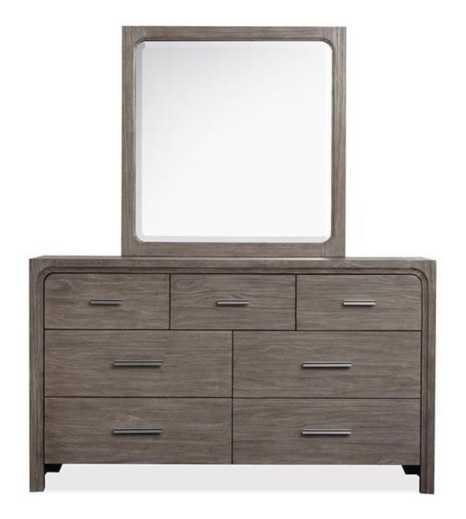 Westbourne Dark Umber 7 Drawer Dresser with Rectangular Mirror