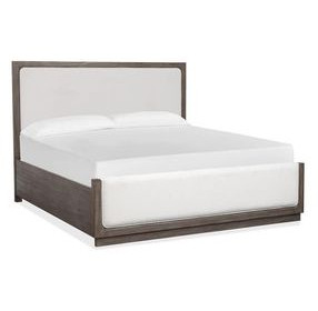 Westbourne Dark Umber and Milo Ivory King Upholstered Panel Bed