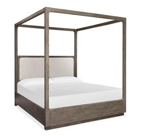 Westbourne Dark Umber and Milo Ivory King Upholstered Poster Bed