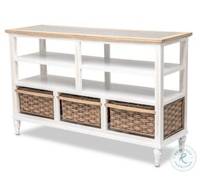 Ocean Mist Weathered White 3 Basket Entertainment Center