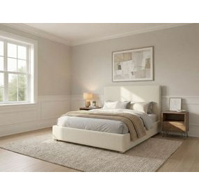 Zest Cream King Upholstered Flanged Panel Bed